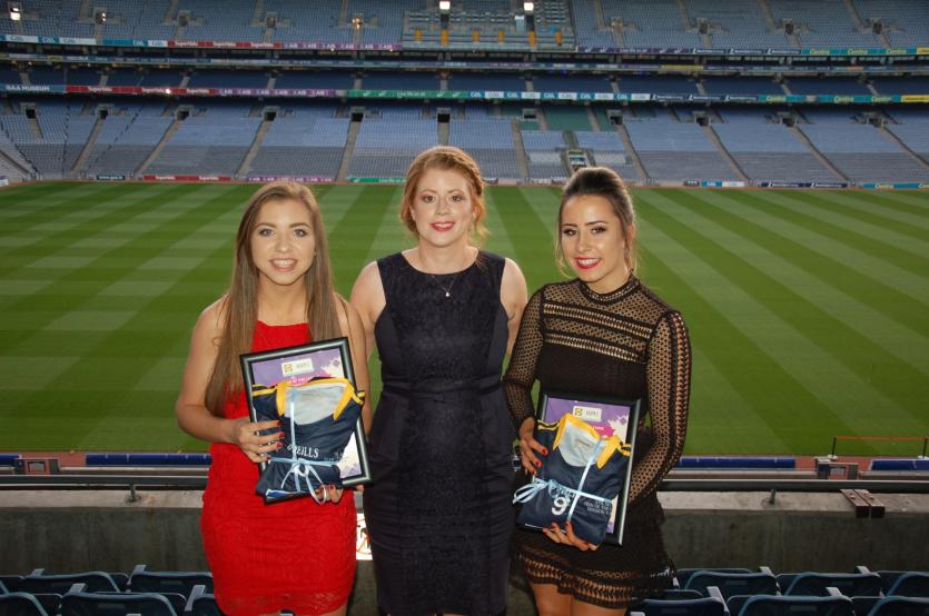 Offaly Intermediate manager Sinead Commons pictured with award winners Mairead Daly & Ellee McEvoy in Croke Park