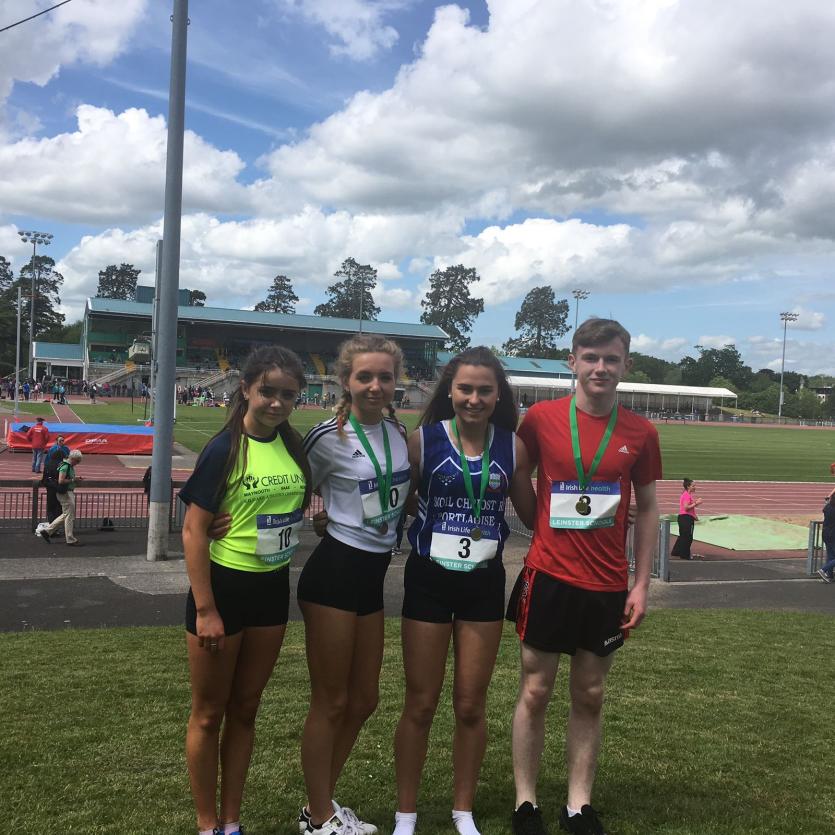Sian Corrigan, Lydia Buckley, Ava O'Connor and Daniel Dowling at the Leinster Schools. All four finished in the top four in their events