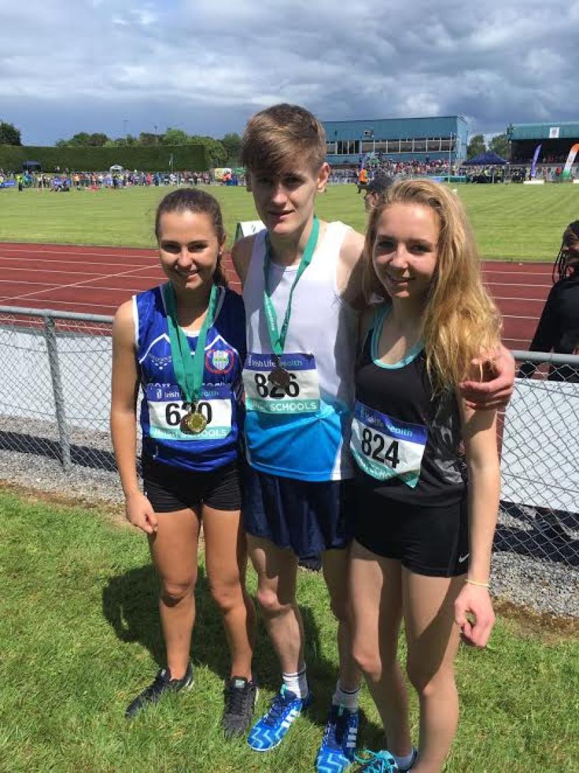 Ava O'Connor, Aaron Mangan and Lydia Buckley at the All Ireland Schools