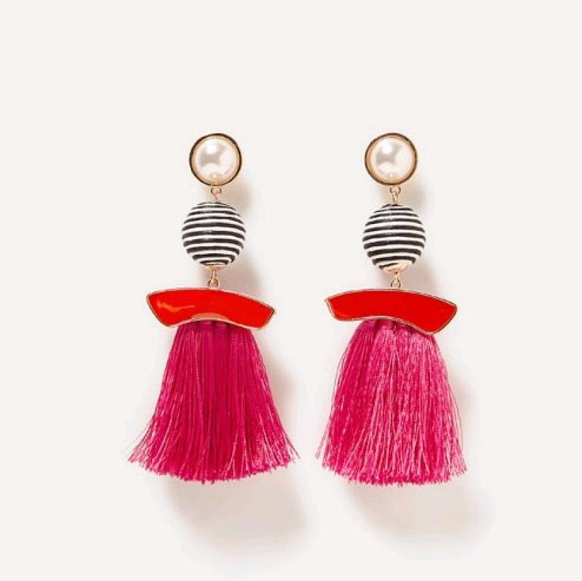 Zara faux pearl earrings with fringe detail 