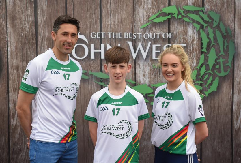 Jack Kelly from Na Fianna, Co Offaly, pictured with Donegal's Rory Kavanagh and Monaghan&rsquo;s Eimear McAnespie after participating in the boys football c