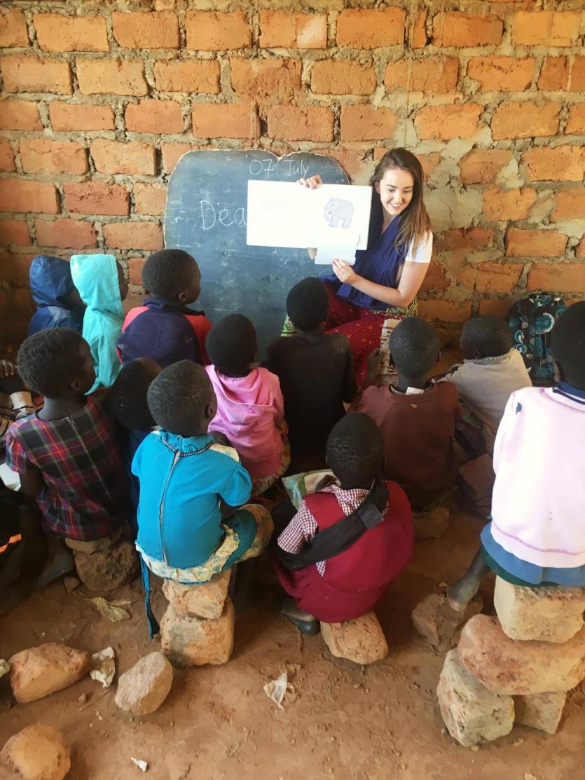 Offaly woman Chloe Cocoman teaches some of her students in Zambia