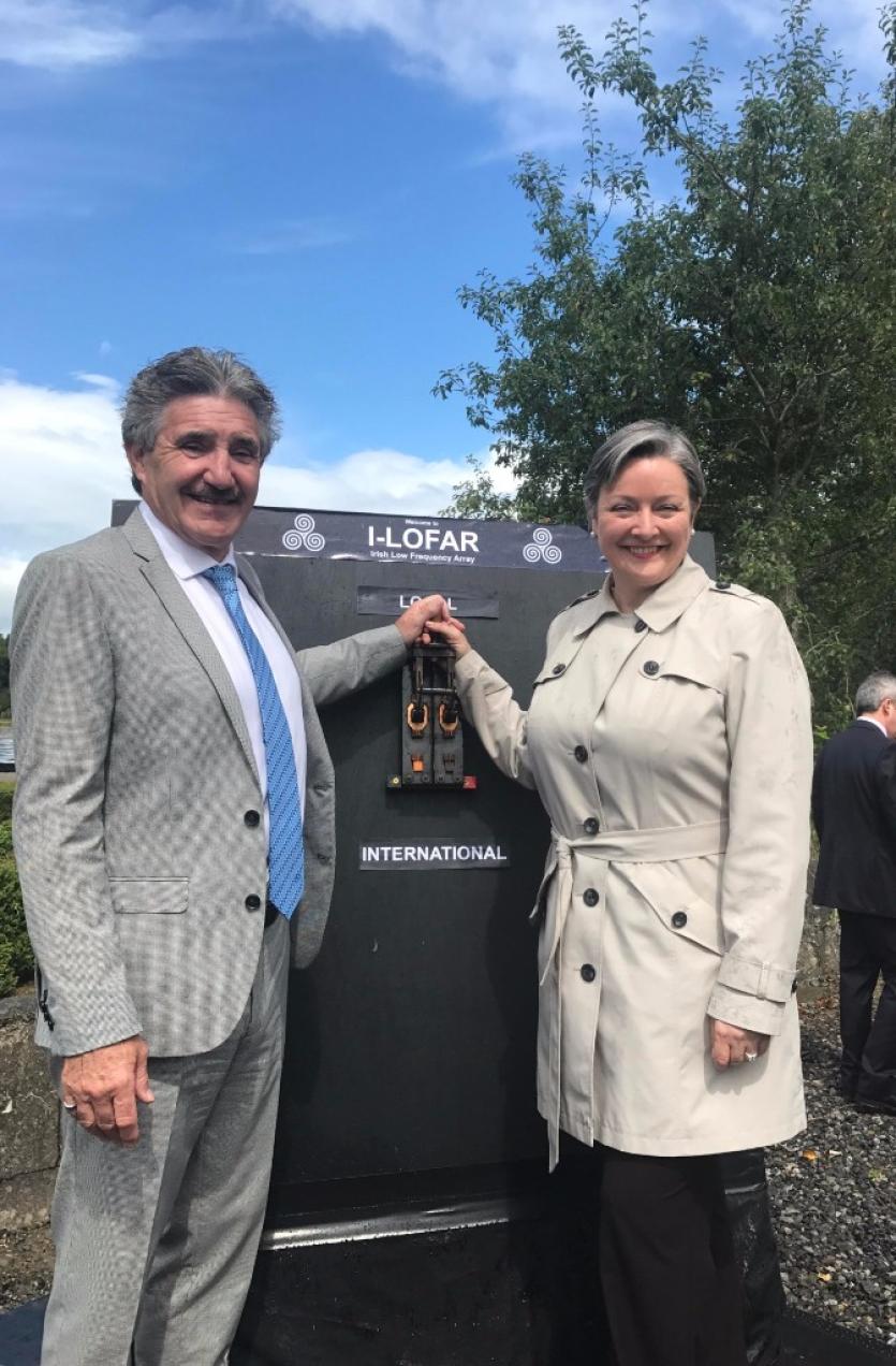 Offaly TD Marcella Corcoran Kennedy with Minister John Halligan at the switching on of the I-LOFAR telescope in Birr