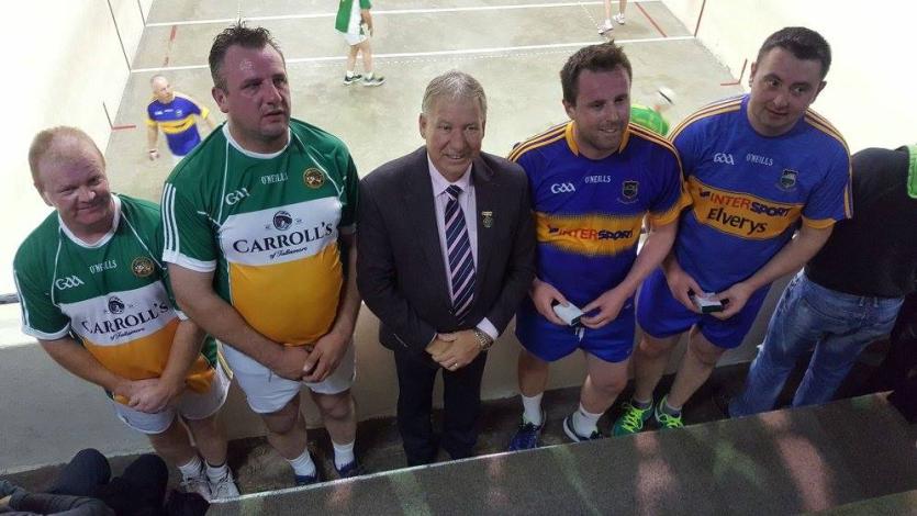 Offaly's Brian Doherty and Conor O'Brien after claiming the MBD All-Ireland Handball title over Tipperary