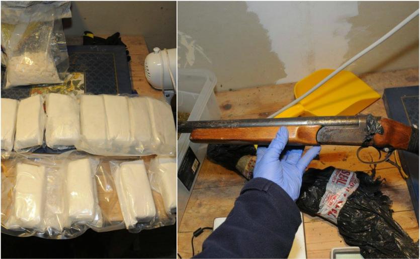 €1 million worth of drugs and a collections of weapons seized in a stunning Garda sting in Geashill, Co. Offaly, October 2017