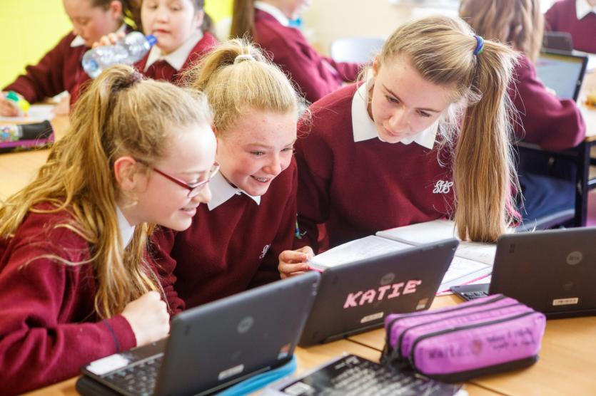 Sacred Heart Tullamore students using technology in the classroom