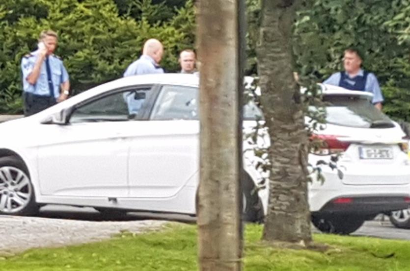 Garda&iacute; congregate in Edenderry as they apprehend an armed man on the grounds of St. Mary's Secondary School, Edenderrry in June 2017 