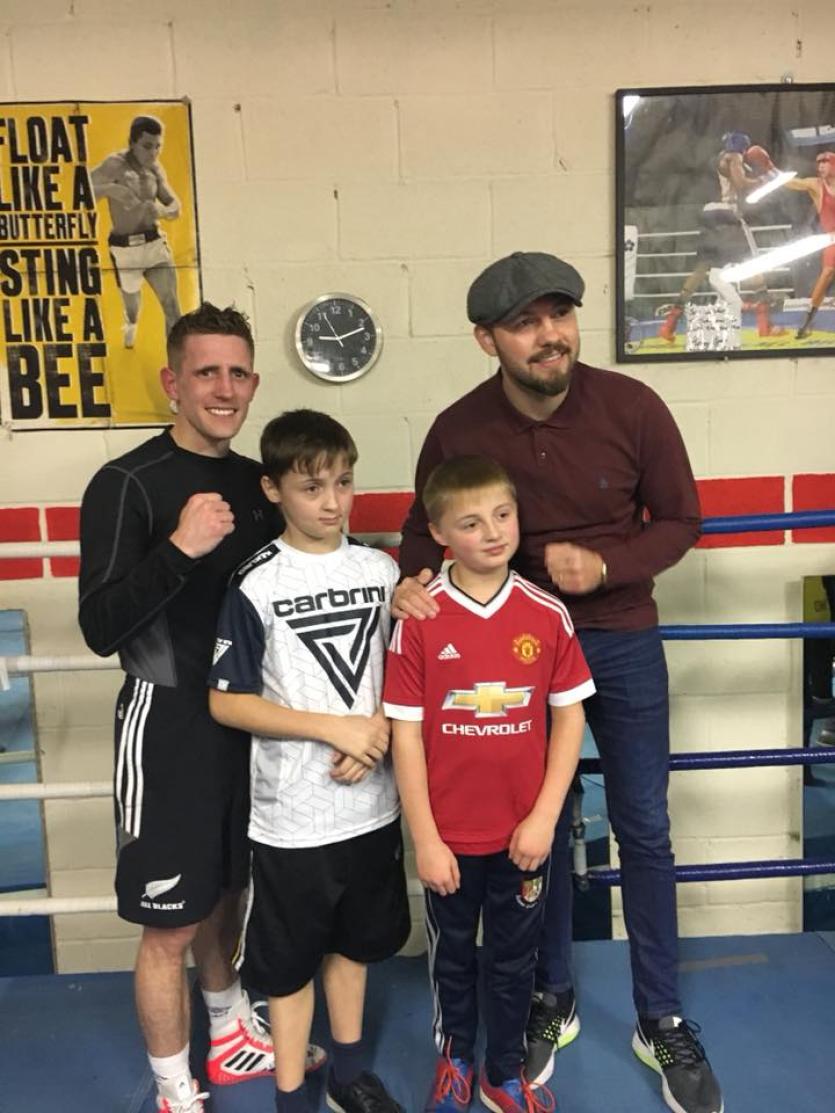 Irish Olympian Andy Lee visits St. Joseph's Boxing club in Edenderry along with pro fighter Eric Donovan