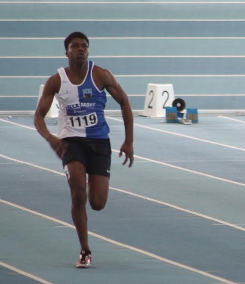 Tullamore Harriers athlete Emanuel Ilori taking part in the boys u17 60M sprints at the All Ireland indoor juvenile athletics meeting in Athlone IT