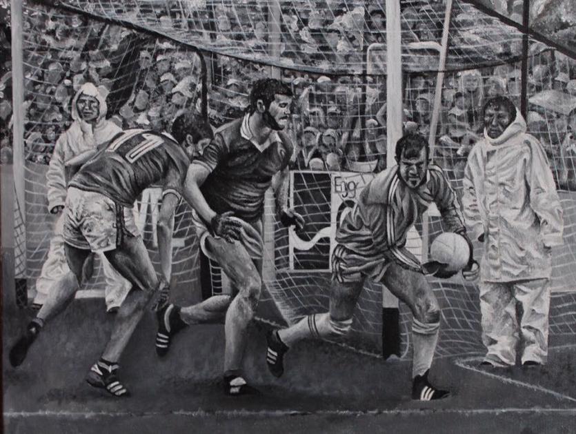 New York artist Claire Slattery's painting of the legendary Offaly goalkeeper based on a photograph from the 1982 All-Ireland final against Kerry
