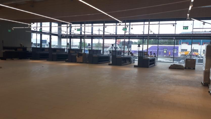 The checkouts are in place in Lidl