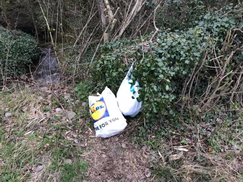 Pictured is some of the rubbish discovered along the roadside 