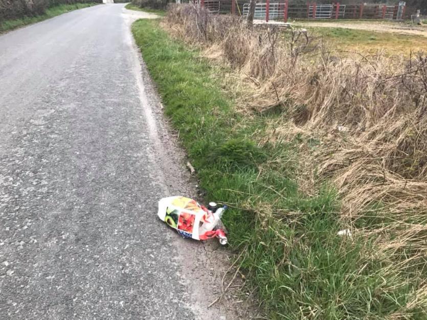 Pictured is some of the rubbish discovered along the roadside 