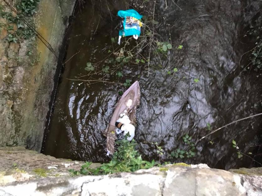 Pictured is some of the rubbish discovered along the roadside 