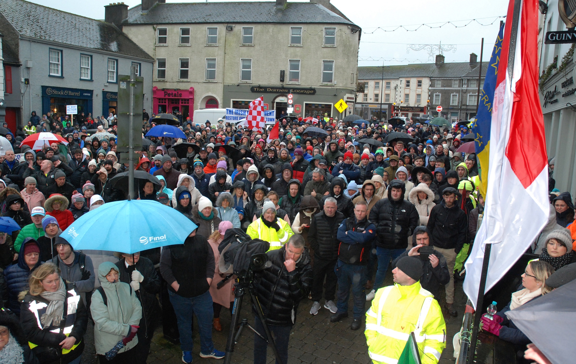 Roscrea Racket Hall protest Market Square Castle Street