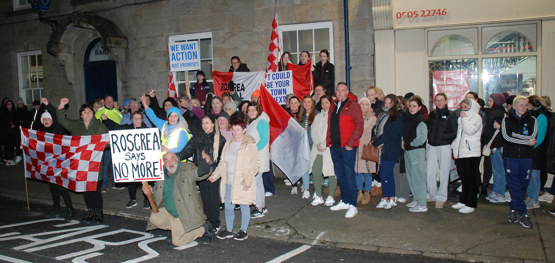 roscrea garda protest women racket hall main street